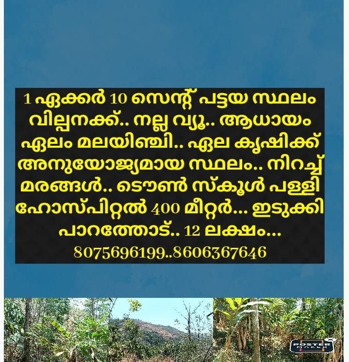 1 ഏക്കർ 10 സെന്റ് പട്ടയ സ്ഥലം വില്പനക്ക്