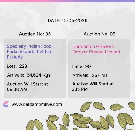 Cardamom Pre-auction details ( 15-05-2026 )