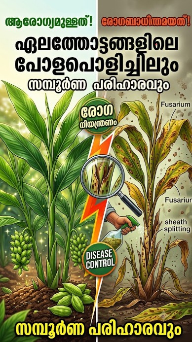 ഏലത്തോട്ടങ്ങളിലെ പോളപൊളിച്ചിലും ഫ്യൂസേറിയം രോഗബാധയും: ലക്ഷണങ്ങളും സമ്പൂർണ പരിഹാര മാർഗ്ഗങ്ങളും